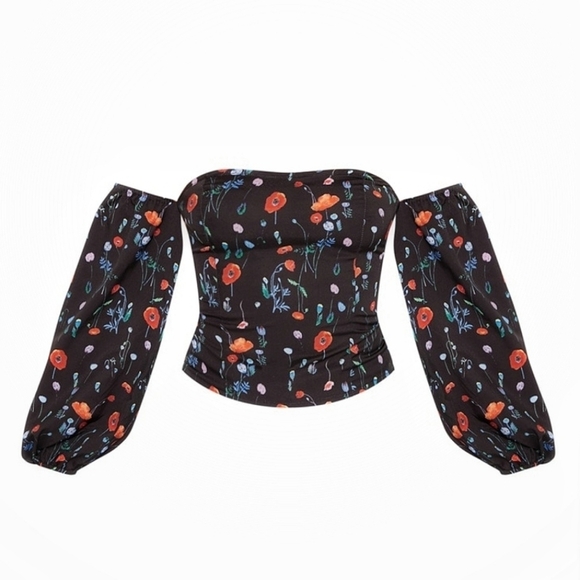 🌸NEW PrettyLittleThing | Floral bardot top - Picture 2 of 13